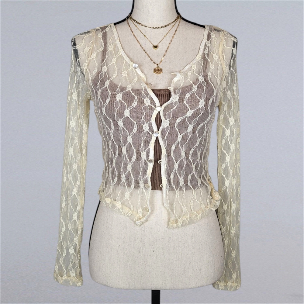 Shein Cream Lace Cardigan